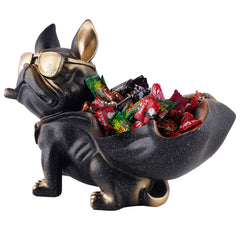 Decoration Cool Dog Showpiece With Plate for Home Decor Item | Kitchen,Bedroom,Office,Dinning Table Decorative Item (Black)