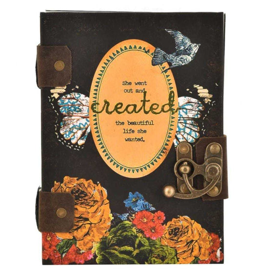 Handmade Printed Cardboard Journal Diary with Buckle Lock Unruled 200 Pages Notepad Personal Diaries for Men and Women -1