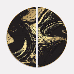 Elegant Background with Black and Gold Marble Texture Semi Circle Frames Set Of 2