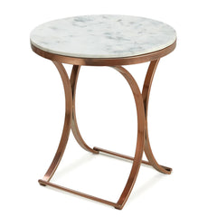 Premium Copper Metal Finish Coffee Side Table with Marble Top