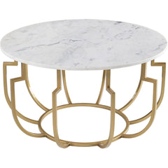 Unique Design White Marble Golden Metal Center Table