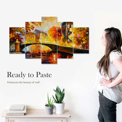 Set of Five MDF Framed 3D Wall Painting for Home Decoration, Big Size Painting for Living Room, Bedroom (24x50 inches)DR 48