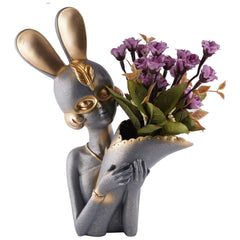 Decorative Flower Vases showpiece for Living Room, Bedroom, Kitchen, Dining Room, Office Decoration Home Decor 14 Inch (White Orange)