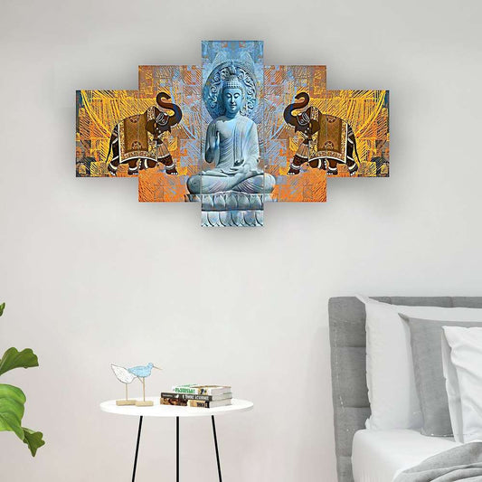 Set of Five MDF Framed 3D Wall Painting for Home Decoration, Big Size Painting for Living Room, Bedroom (24x50 inches)DR 48