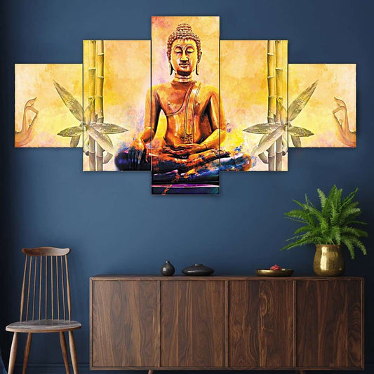 Set of Five MDF Framed 3D Wall Painting for Home Decoration, Big Size Painting for Living Room, Bedroom (24x50 inches)DR 48