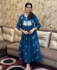 Women's Cotton Hand Block Printed Anarkali Kurti