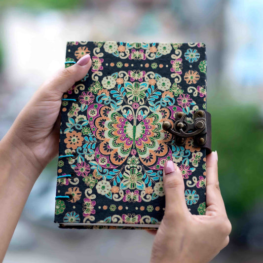 Journal Diary with Lock - Special Binding Unruled Diary with Serigraphy Art Butterfly Print