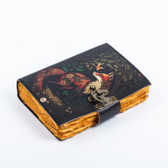 Leather Journal Dairy for Girls - Unruled Notebook Diary for Travelers with Wolf Print