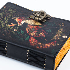 Leather Journal Dairy for Girls - Unruled Notebook Diary for Travelers with Wolf Print