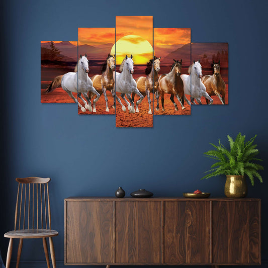 Set of Five MDF Framed 3D Wall Painting for Home Decoration, Big Size Painting for Living Room, Bedroom (24x50 inches)DR 48