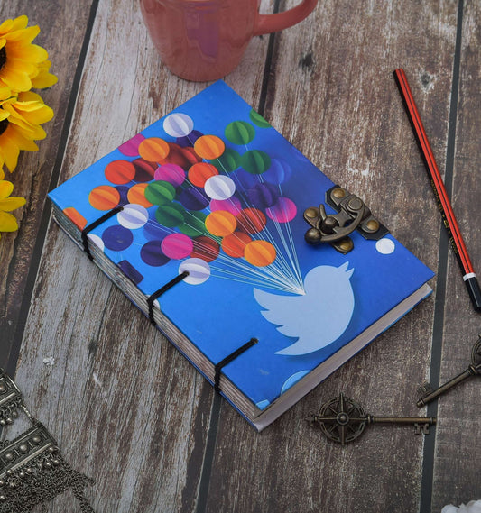 Handmade Printed Cardboard Journal Diary with Buckle Lock Unruled 200 Pages Notepad Personal Diaries for Men and Women -1