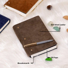 Soft Cover Suede leather diary journal-Grey