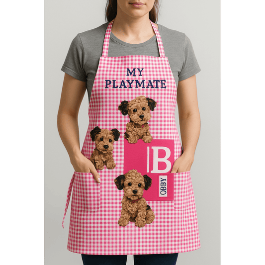 Adorable Dog-Themed Children’s Apron – My Playmate Design – Perfect for Cooking, Baking & Painting Activities (Random Print)
