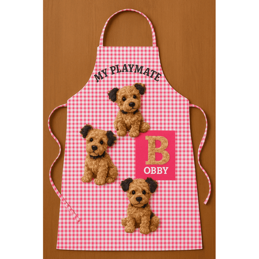 Adorable Dog-Themed Children’s Apron – My Playmate Design – Perfect for Cooking, Baking & Painting Activities (Random Print)