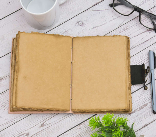 Genuine Leather Diary | Vintage Handmade Leather Journal | Premium Antique String Closure | 200 Handmade Deckle Edge Antique Pages -1