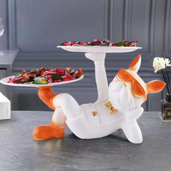 Decoration Cool Dog Showpiece With Plate for Home Decor Item | Kitchen,Bedroom,Office,Dinning Table Decorative Item (Black)