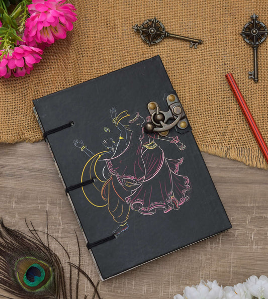 Handmade Printed Cardboard Journal Diary with Buckle Lock Unruled 200 Pages Notepad Personal Diaries for Men and Women -1