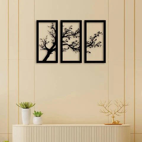 3 Piece Dried Tree Metal Wall Art