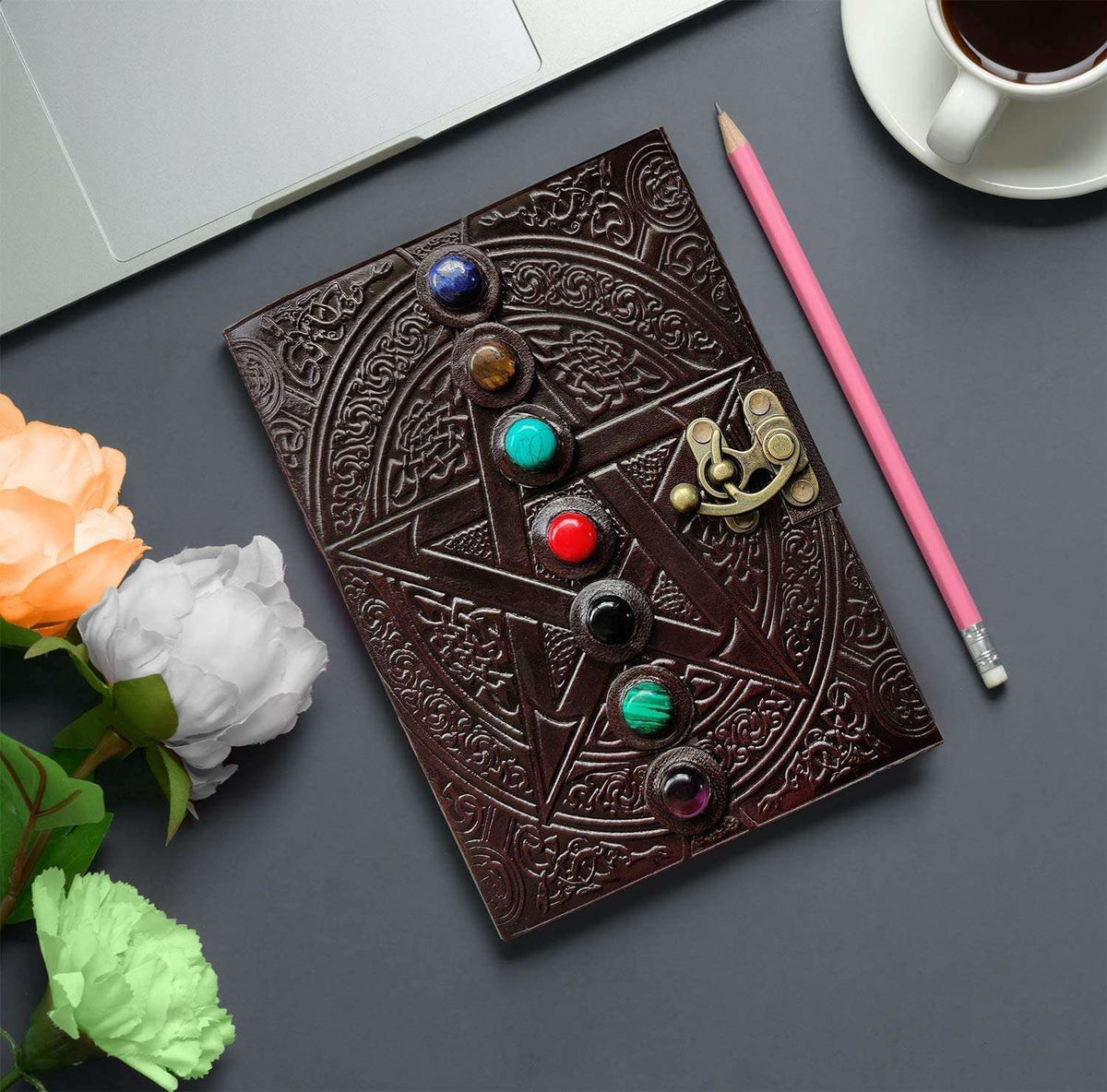 Leather Journal Diary with metal lock vintage Journal handmade 200 pages white unruled|travel Diary|personal journal -1