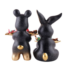 Set Of Two Decorative Rabbit Showpiece  Home Decor Animal Statues for Living Room, Bedroom, Dining Room, Kitchen, Bathroom, Wedding, Party Dcor