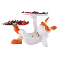 Decoration Cool Dog Showpiece With Plate for Home Decor Item | Kitchen,Bedroom,Office,Dinning Table Decorative Item (Black)