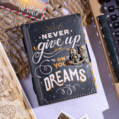 Vintage Leather Journal Diary with Quote Print