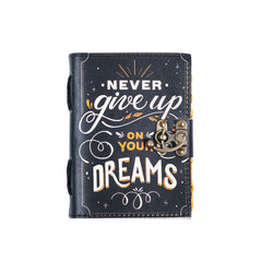 Vintage Leather Journal Diary with Quote Print