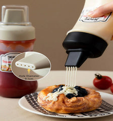 5 Hole Squeeze Sauce Bottle (280ML), Portable Plastic Sauce Bottle with Lid Five Holes, Sauce Dispenser Bottle [Buy 1 Get 1 Free]