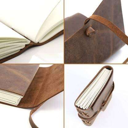 Leather Journal Diary with Premium Antique String Closure vintage Journal handmade 200 pages white unruled|travel Diary|personal journal -9