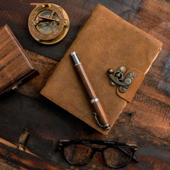 Genuine Leather Diary | Vintage Handmade Leather Journal | Premium Antique String Closure | 200 Handmade Deckle Edge Antique Pages -1
