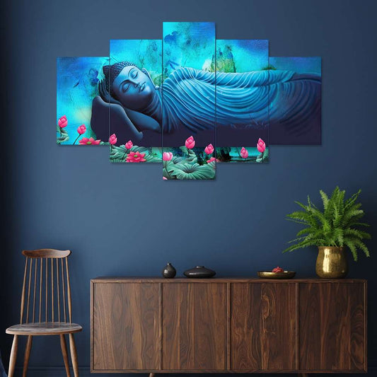 Set of Five MDF Framed 3D Wall Painting for Home Decoration, Big Size Painting for Living Room, Bedroom (24x50 inches)DR 48