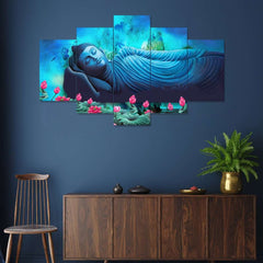 Set of Five MDF Framed 3D Wall Painting for Home Decoration, Big Size Painting for Living Room, Bedroom (17x30 inches)WE 1
