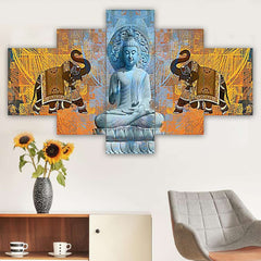 Set of Five MDF Framed 3D Wall Painting for Home Decoration, Big Size Painting for Living Room, Bedroom (17x30 inches)WE 1