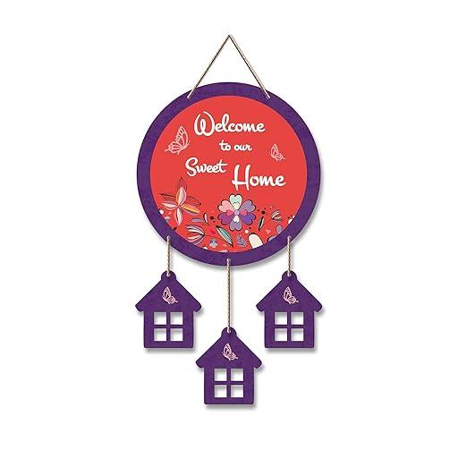 Welcome Wooden Wall Hangings Decoration Items for Home | Gift | Quotes | Mdf Wood Decoration for Living Room | Artworks Designer| Welcome Sign Wooden Hanger | Modern Decor (WH_7203N)