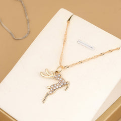 Diamond Studded Deer Necklace (Random Color)