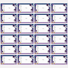 24-Piece Pack of Customizable Astronaut Design School Book Name Labels