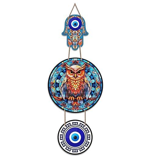 Wood Owl Wall Hanging For Home Decor | Decoration | Livingroom | Modern Artworks Items | Peace Charm Accents | Door Entrance Decorative Hangings | Mdf Arts (Wh_8505N)