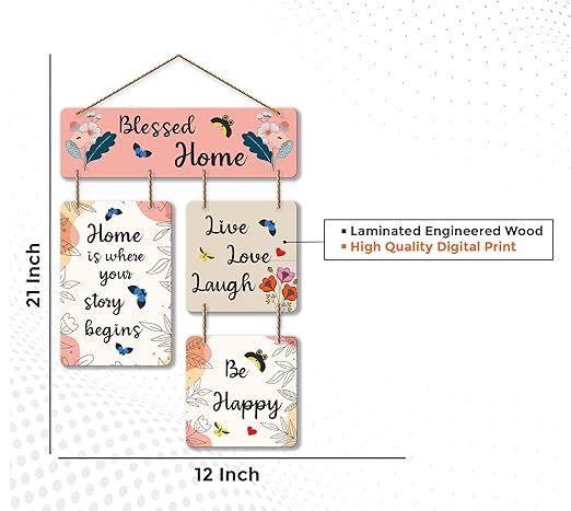 Blessed Home Decorative Wall Art MDF Wooden Hanger for Living Room | Bedroom | Artworks Decor | Office | Gift | Quotes Items | Wall Hanging For Home Decoration | Modern Art(WH_6520N)