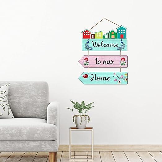 Welcome To Our Home Quote Decorative Wall Art MDF Wood Wall Hanger Ornaments for Living Room | Bedroom | Home Decor | Gifts | Wooden Decoration Items Artworks Hangings (WH_5806N)
