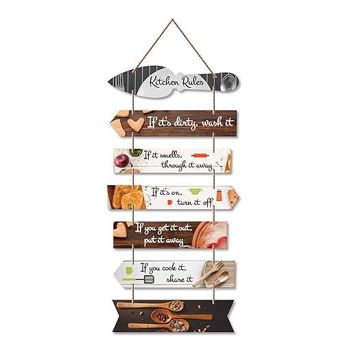 Kitchen Quotes Wooden Wall Hanging for Home Decor | Decorative Item for Kitchen | Gifts | MDF Wood Wall Hanger for Decoration | Modern Artwork (WH_7005N), Set of 7