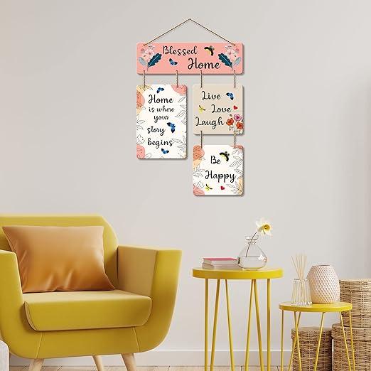 Blessed Home Decorative Wall Art MDF Wooden Hanger for Living Room | Bedroom | Artworks Decor | Office | Gift | Quotes Items | Wall Hanging For Home Decoration | Modern Art(WH_6520N)