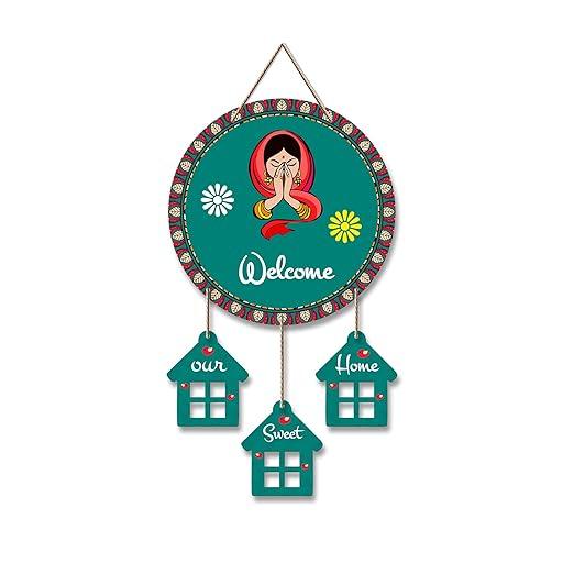 Welcome Wooden Wall Hanging Decoration Items for Home | Gifts | Mdf Art for Living Room | Decorative Item for House | Modern Wood Hanger | Modern Decor (WH_7202N)