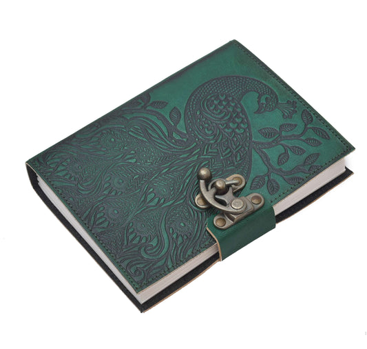 Leather Journal Diary with metal lock vintage Journal handmade 200 pages white unruled|travel Diary|personal journal -1