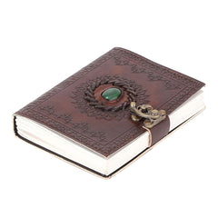 Leather Journal Diary with metal lock vintage Journal handmade 200 pages white unruled|travel Diary|personal journal -1