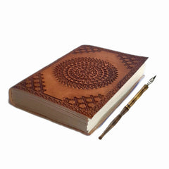 Vintage Handmade Genuine Leather Journal | Premium Antique button Closure | 200 Handmade White Pages -1