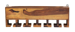 Yellow Natural Decorative Teak Wood Wall Mounted Mini Bar Shelf