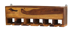 Yellow Natural Decorative Teak Wood Wall Mounted Mini Bar Shelf