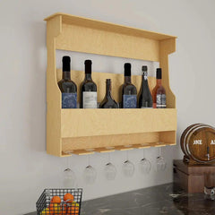 Premium Quality Decorative Backlit MDF Mini Bar Shelf in Light Oak Finish