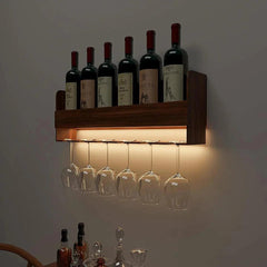 Modern Wooden Backlit MDF Bar Mini Bar Shelf Cabinet in Walnut Finish