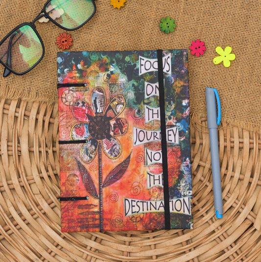Handmade Printed Cardboard Journal Diary with Buckle Lock Unruled 200 Pages Notepad Personal Diaries for Men and Women -1